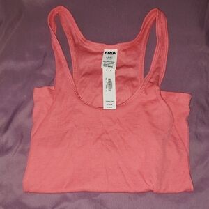 PINK Victoria's Secret Coral Pink Ribbed Tank Top
